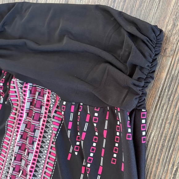 B Design Maxi Skirt Size XL Geometric Black Pink White Wide Waistband - Picture 11 of 11